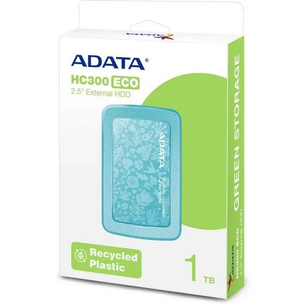 Внешний жесткий диск ADATA HC300 ECO [AHC300E-1TU31-CGN], 1 Тб, HDD 2.5